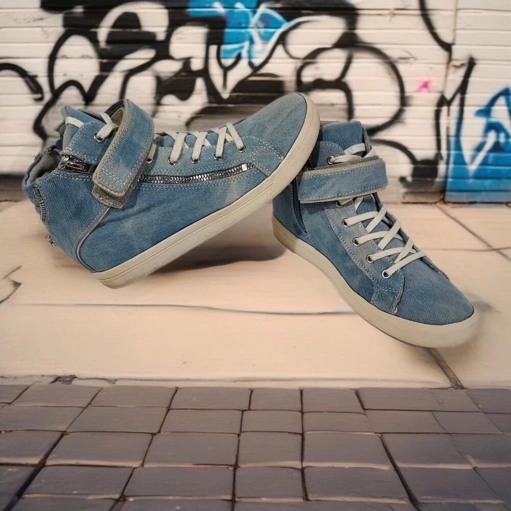 Aldo Denium Lace Up Zip High Top Sneakers Womens Size 8 Comfortcore